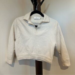 Arch4 Baby-Goat Cashmere Cropped Collared Sweater — Tagged M, Fits S